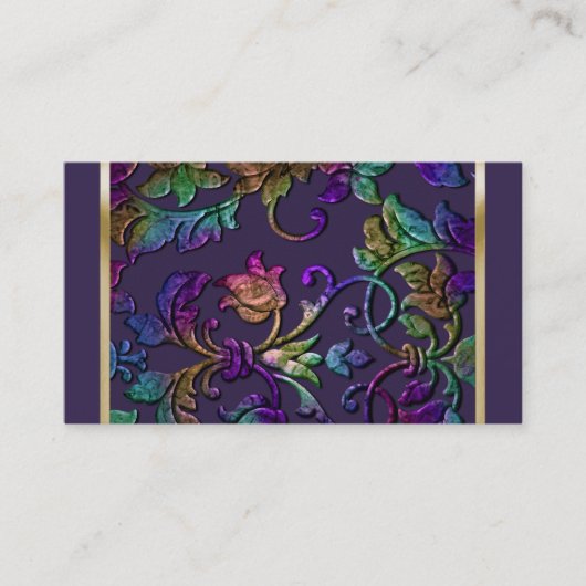 Plum Rainbow Metallic Embossed Kijk Damask Visitekaartje (Voorkant)
