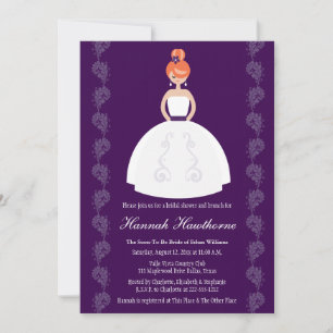 Plum Redhead Bridal Shower Invitations Kaart