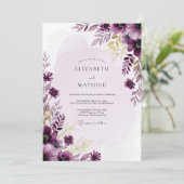 Plum Resplendent Watercolor Wedding Kaart (Staand voorkant)