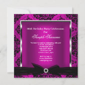 Plum roink Damask Silver Black Birthday Party 2 Kaart (Achterkant)