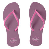 Plum roink name monogram teenslippers (Voetbed)