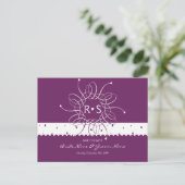 Plum Romantic Rosette Sla de datum Aankondigingskaart (Staand voorkant)