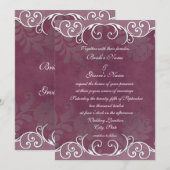 Plum Roos Elegante Huwelijksuitnodigingen Kaart (Voorkant / Achterkant)