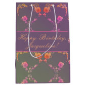 Plum Roos Hearts Birthday/Moederdag Gift Bag Medium Cadeauzakje (Voorkant)