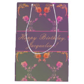 Plum Roos Hearts Birthday/Moederdag Gift Bag Medium Cadeauzakje (Achterkant)