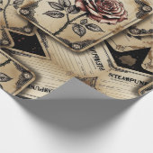 Plum Roses Mechanical Steampunk Cadeaupapier (Hoek)