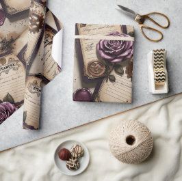 Plum Roses Mechanical Steampunk  Cadeaupapier