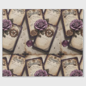 Plum Roses Mechanical Steampunk  Cadeaupapier (Vlak)