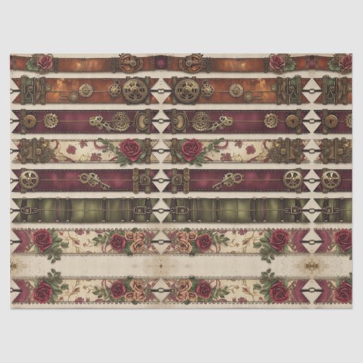 Plum Roses Mechanical Steampunk  Tissuepapier (Voorkant)