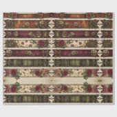 Plum Roses Mechanical Steampunk Wrapping Paper Cadeaupapier (Vlak)