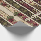 Plum Roses Mechanical Steampunk Wrapping Paper Cadeaupapier (Hoek)