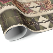 Plum Roses Mechanical Steampunk Wrapping Paper Cadeaupapier (Rol Hoek)