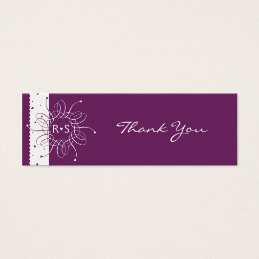 Plum Rosette bruiloft dank u Label Mini Visitekaartjes (Voorkant)