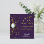 Plum Royal Paarse Gouden Diamant 50 50e Jubileum Kaart (Staand voorkant)