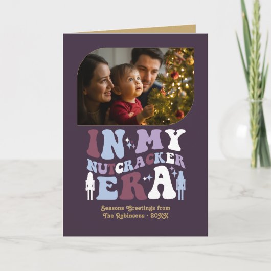 Plum Royale Fun Retro Christmas Photos Feestdagen Kaart (Voorkant)