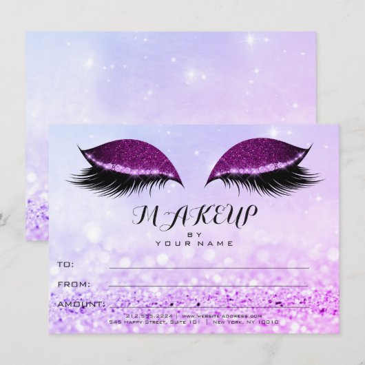 Plum roze Rose Glitter Makeup Certificate Gift (Voorkant / Achterkant)
