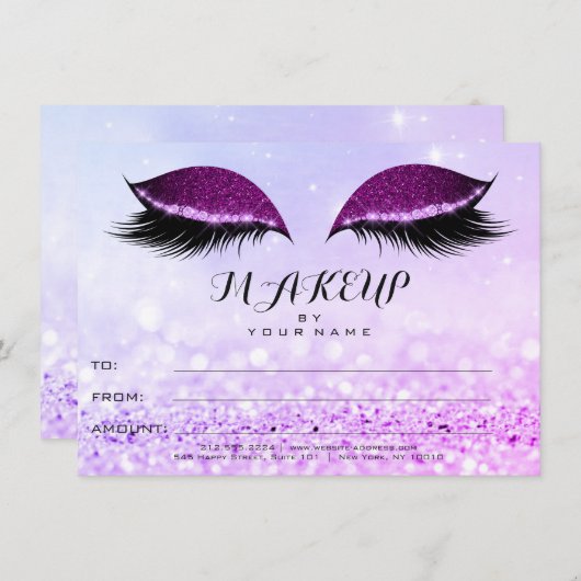 Plum roze Rose Glitter Makeup Certificate Gift (Voorkant / Achterkant)