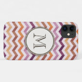 Plum roze Snoep Chevron Stripes and Round Monogram Case-Mate iPhone Case (Achterkant (horizontaal))