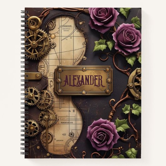 Plum Rozen Industrial Steampunk Journal Notitieboek (Voorkant)