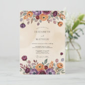 Plum Rustic Bohemian Wedding Kaart (Staand voorkant)