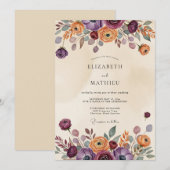 Plum Rustic Bohemian Wedding Kaart (Voorkant / Achterkant)