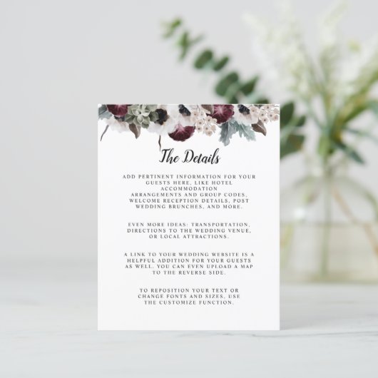 Plum Sage Ivory Pink Floral budget bruiloft detail (Staand voorkant)