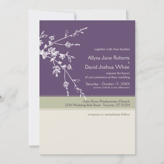 Plum Sage Wedding Invitation Kaart (Voorkant)