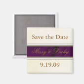 Plum Satin Save the Date Magnet (Voorkant / Achterkant)