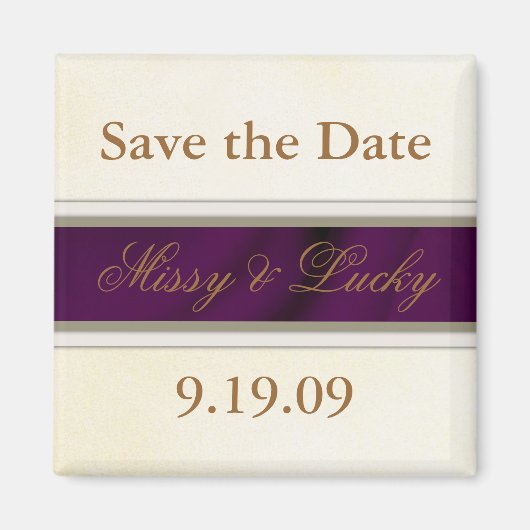 Plum Satin Save the Date Magnet (Voorkant)