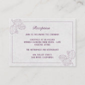 Plum Silver Botanical Elegant Wedding Reception Informatiekaartje (Voorkant)
