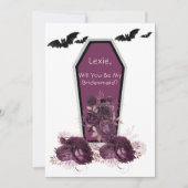 Plum Silver Coffin Bats zal je mijn Bridesmaid zij Kaart (Voorkant)