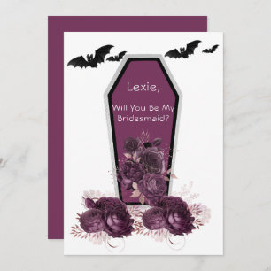 Plum Silver Coffin Bats zal je mijn Bridesmaid zij Kaart