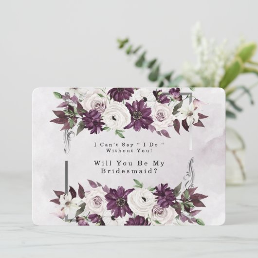 Plum Silver Geometric zal je mijn Bridesmaid zijn Kaart (Staand voorkant)