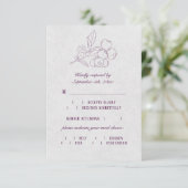 Plum Silver Grey Botanical Elegant Meal Choice RSVP Kaartje (Staand voorkant)
