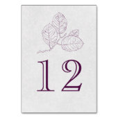 Plum Silver Grey Botanical Outline Elegant Wedding Kaart (Achterkant)