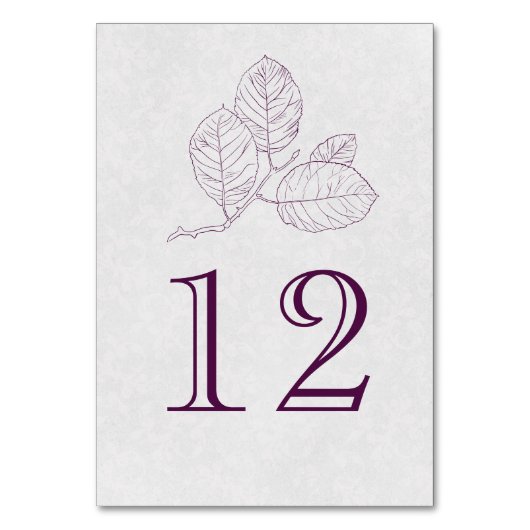 Plum Silver Grey Botanical Outline Elegant Wedding Kaart (Voorkant)