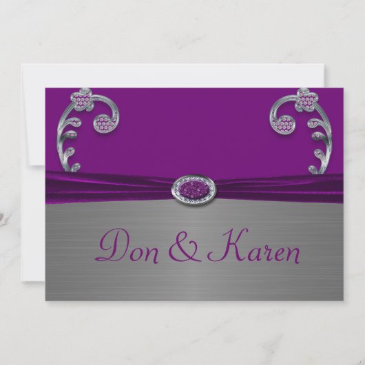Plum & Silver Metallic Flourish Size A7 Kaart (Voorkant)