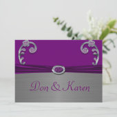 Plum & Silver Metallic Flourish Size A7 Kaart (Staand voorkant)