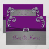 Plum & Silver Metallic Flourish Size A7 Kaart (Voorkant / Achterkant)