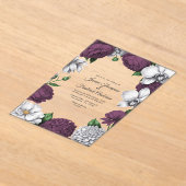 Plum & Silver Modern Botanical Wedding Acryl Uitnodigingen (Laagn)