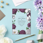 Plum & Silver Modern Botanical Wedding Acryl Uitnodigingen (Insitu (Huwelijk))