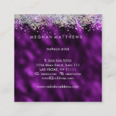 Plum Silver Sparkle Beauty Stylist Makeup Artist Vierkante Visitekaartje (Achterkant)