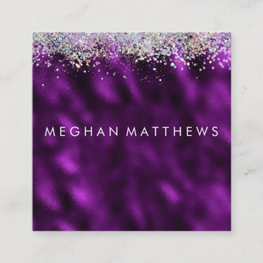 Plum Silver Sparkle Beauty Stylist Makeup Artist Vierkante Visitekaartje (Voorkant)