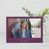 Plum Simple Modern Single Photo Afstuderen Aankondiging (Staand voorkant)