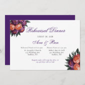 Plum & Sinaasappel Peony Silver repetitie diner Kaart (Voorkant / Achterkant)