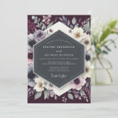 Plum Somber Anemone Wedding Kaart (Staand voorkant)