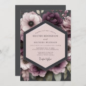 Plum Somber Anemone Wedding Kaart (Voorkant / Achterkant)