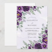 Plum Sophisticated Spring Wedding Kaart (Voorkant / Achterkant)