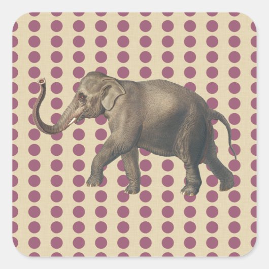 Plum Spice Moods Stippen met olifant Vierkante Sticker (Voorkant)