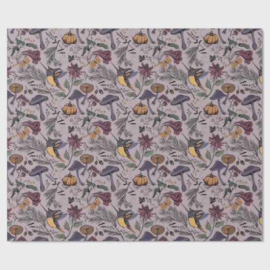 Plum Spooky Enchanted Hummingbird Garden Cadeaupapier (Vlak)